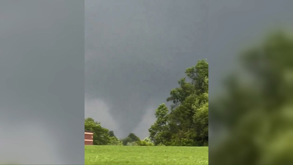  A tornado seen touching down in Poolesville, Maryland, in a screengrab taken from a video.