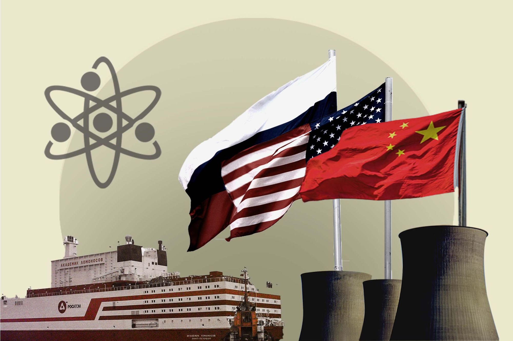 US Russia China nuclear race photo illustration