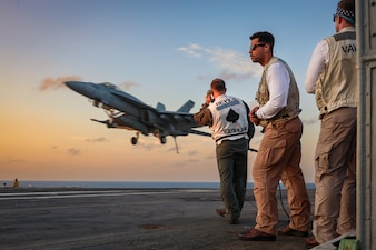 VFA) 136 conducts flight operations aboard USS Harry S. Truman (CVN 75) in the Atlantic Ocean.