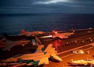 An F/A-18E Super Hornet from VFA-192 launches from USS Carl Vinson (CVN 70) in the U.S. 3rd Fleet area of operations.