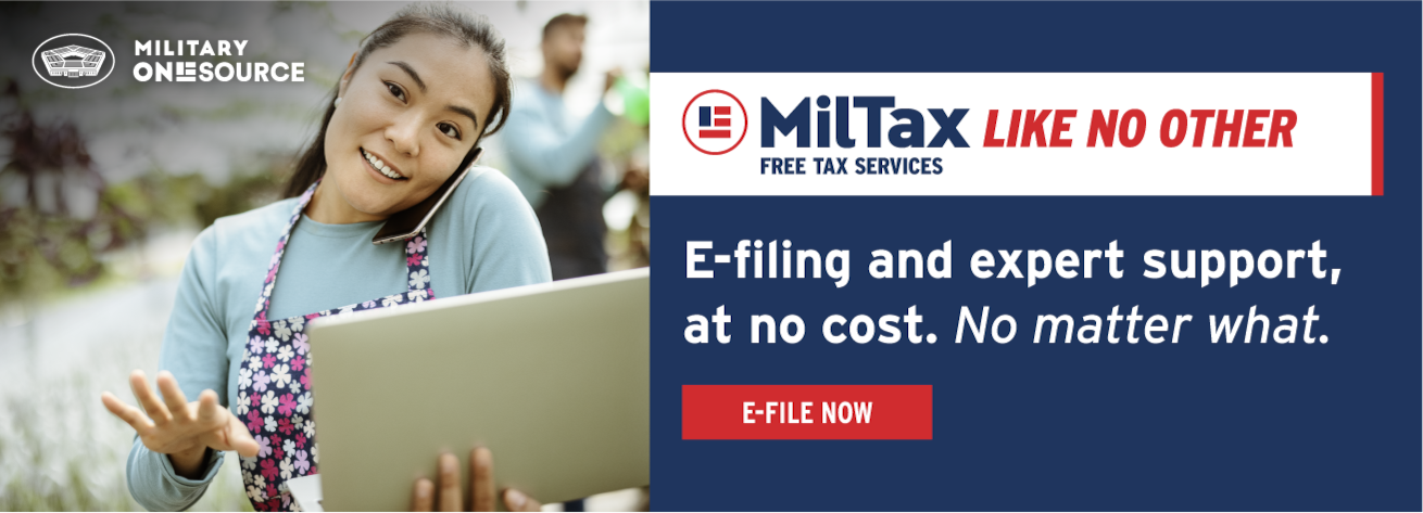 MilTax | Free tax services | Like no other
E-filing and expert support, at no cost. No matter what. Click to be taken there.