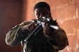 U.S. Air Force Senior Airman Cameron Bussell, assigned to the 316th Security Forces Squadron, participates in rescue task force training during a bivouac exercise at Fort Indiantown Gap, Pa., Sept. 4, 2024. During the training, 316th Wing Airmen were the first in the Air Force to utilize fully electronic blanks that simulated live fire. (U.S. Air Force photo by Senior Airman Bridgitte Taylor)