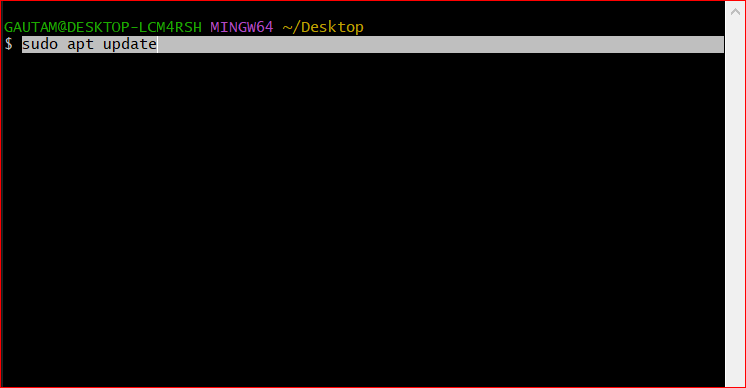 updating packages, by sudo apt udpate in linux