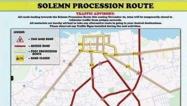 Ania ang mapa sa ipatumang rerouting alang sa pagahimuong solemn procession sa Birhen sa Regla sa Lapu-Lapu City karong adlawa.  