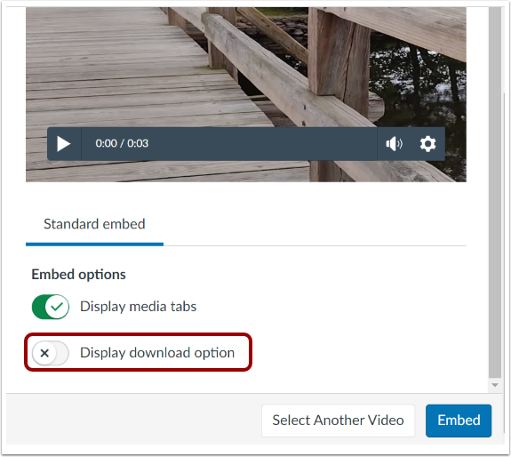 Select Embed Options