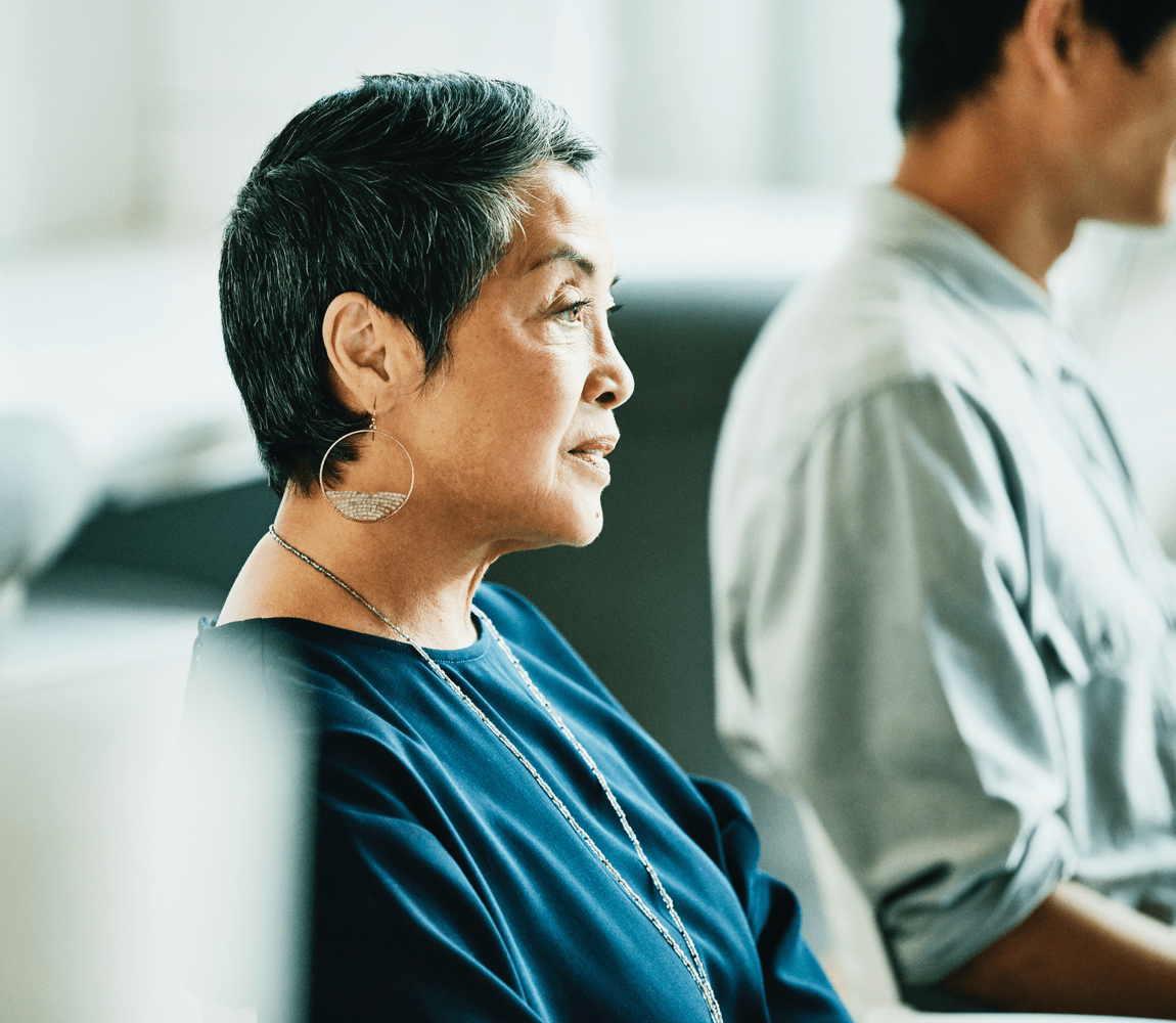 profile of woman in office setting