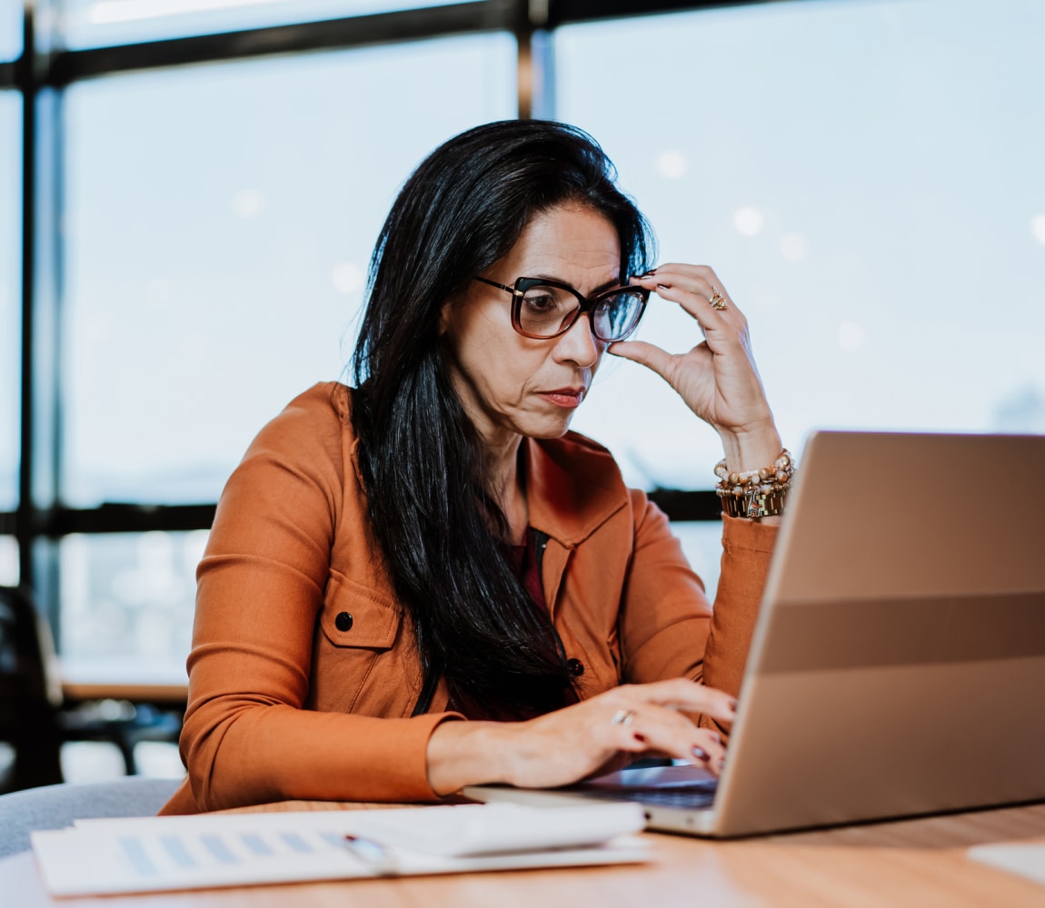 profile of woman in office setting