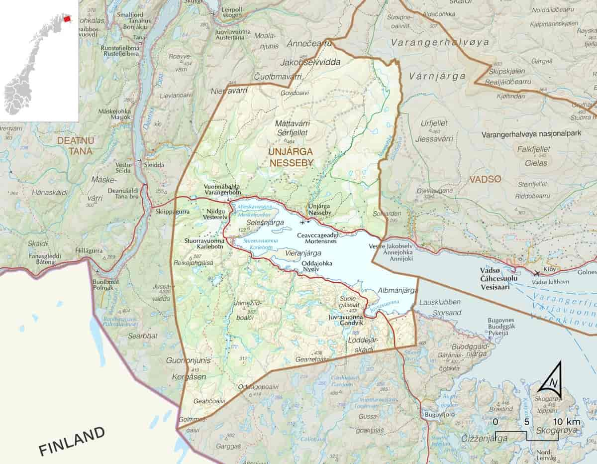 Kart over Nesseby kommune