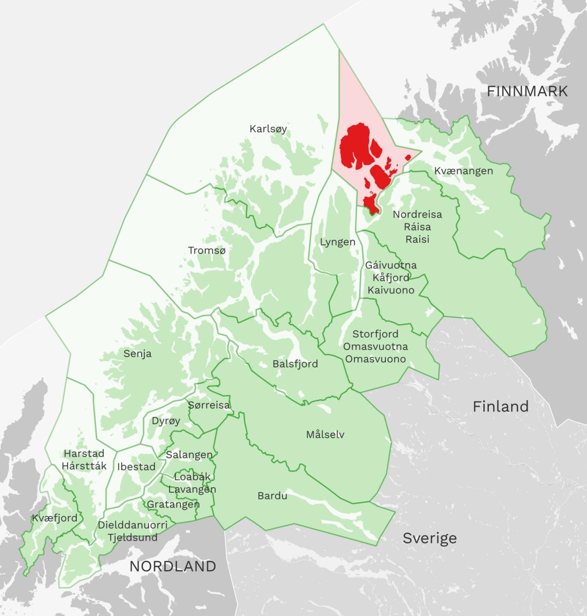 Kart: Skjervøy kommune i Troms