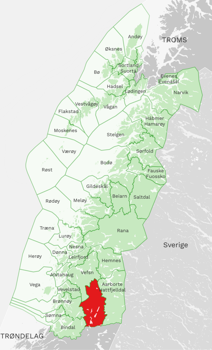 Kart: Grane kommune i Nordland