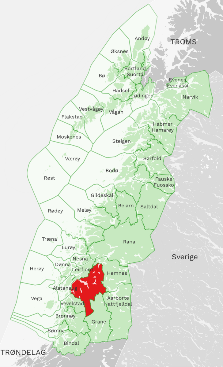 Kart: Vefsn kommune i Nordland