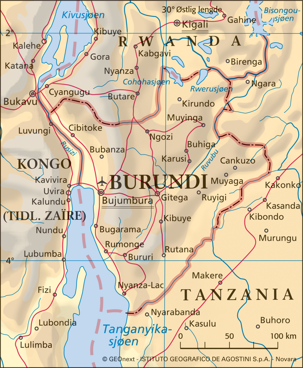 Kart over Burundi