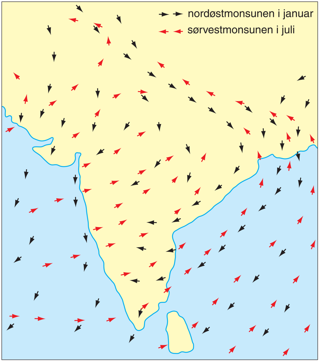 Monsun: vindretning i India