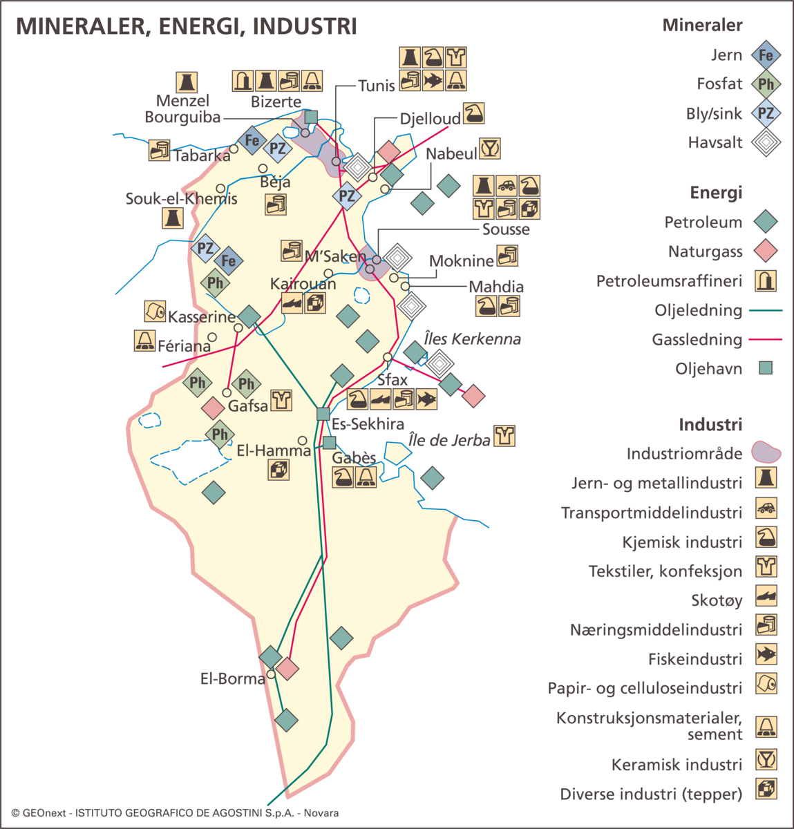 Tunisia (Kart: økonomisk aktivitet)