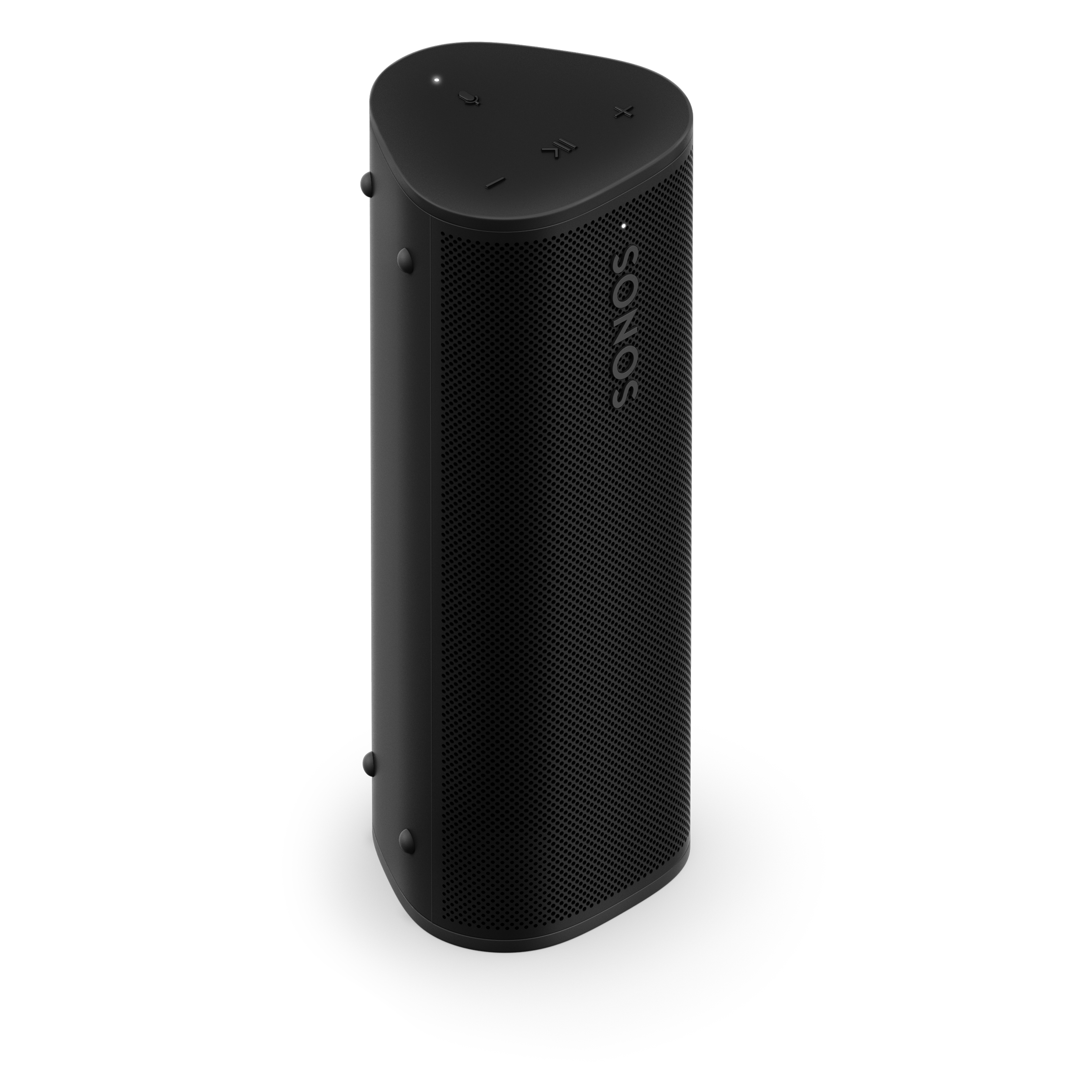 Vista hero d’angolo della parte superiore e anteriore di Sonos Roam 2 nero