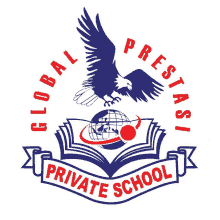 a logo for global prestasi private school with an eagle