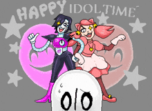 a pixel art drawing of a happy idol time