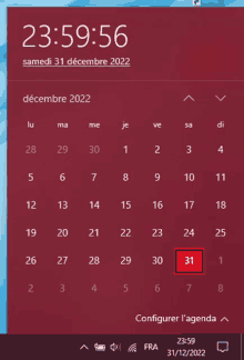 a calendar shows the date as december 31