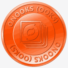 an orange coin that says onooks ( looks ) on it