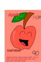 a cartoon drawing of an apple with the words apple leaf slash on it