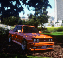 an orange car with a license plate that says ' tc ' on it