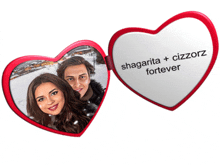 a picture of a man and a woman in a heart shaped frame with the words " shagarita + cizzorz forever "