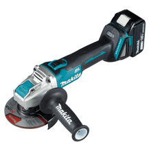 a makita grinder with a brushless motor and a 18v battery