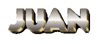 the word juan is written in silver and gold