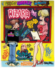 a cartoon of a man and a woman with the word wizard on the front