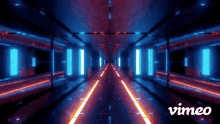 a vimeo video of a futuristic tunnel with neon lights