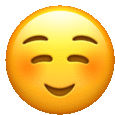 a close up of an emoji with its eyes closed and a smile on it .