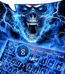 a keyboard with a skull on it and the g key