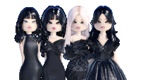 a group of dolls are standing next to each other