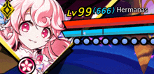 a girl with pink hair has a lv 99 666 hermanas