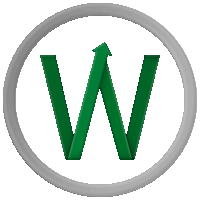 a green letter w is in a circle with an arrow pointing up