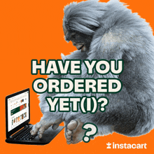 an advertisement for instacart shows a yeti on a laptop