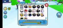 a screenshot of a game that says ' pet collection ' at the top