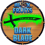 a wooden shield with a sword and the words blox fruits dark blade on it