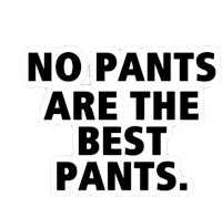 a sticker that reads no pants are the best pants