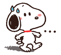 a cartoon drawing of snoopy with tears running down his face and a red collar