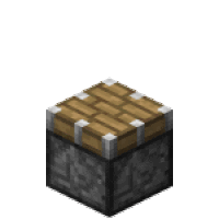 a wooden block is sitting on top of a stone block in a video game .