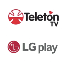 two logos for teleton tv and lg play are next to each other