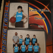 a picture of a boy holding a basketball and a picture of the thunder basketball team