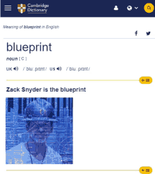 a screenshot of the cambridge dictionary shows the definition of blueprint