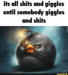 it 's all shits and giggles until somebody giggles and shits angry bird