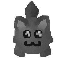 a pixel art of a cat with a mustache and big eyes