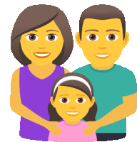 a cartoon illustration of a family with a girl