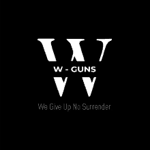 a black and white logo for w-guns that says " we give up no surrender "