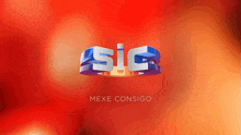 a red background with a blue sig logo and mexe consigo below it