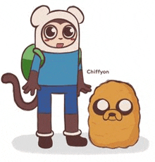 a cartoon of finn the monkey and jake the dog from adventure time .